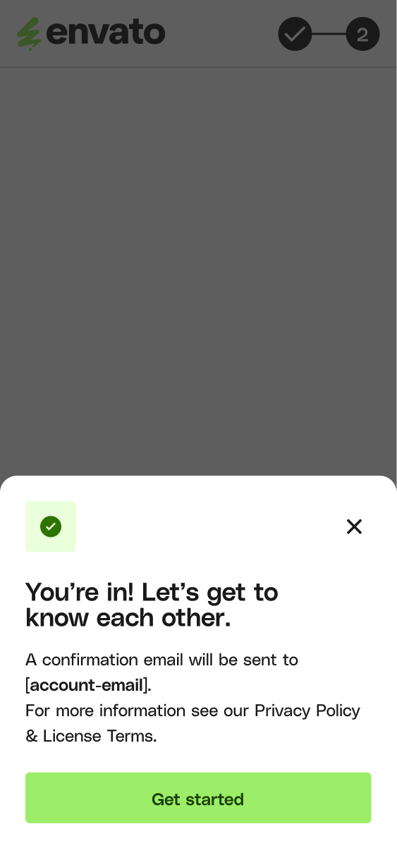 Account activated confirmation on mobile